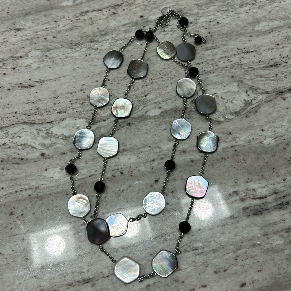 Long Lia Sophia Abalone Mother of Pearl Necklace